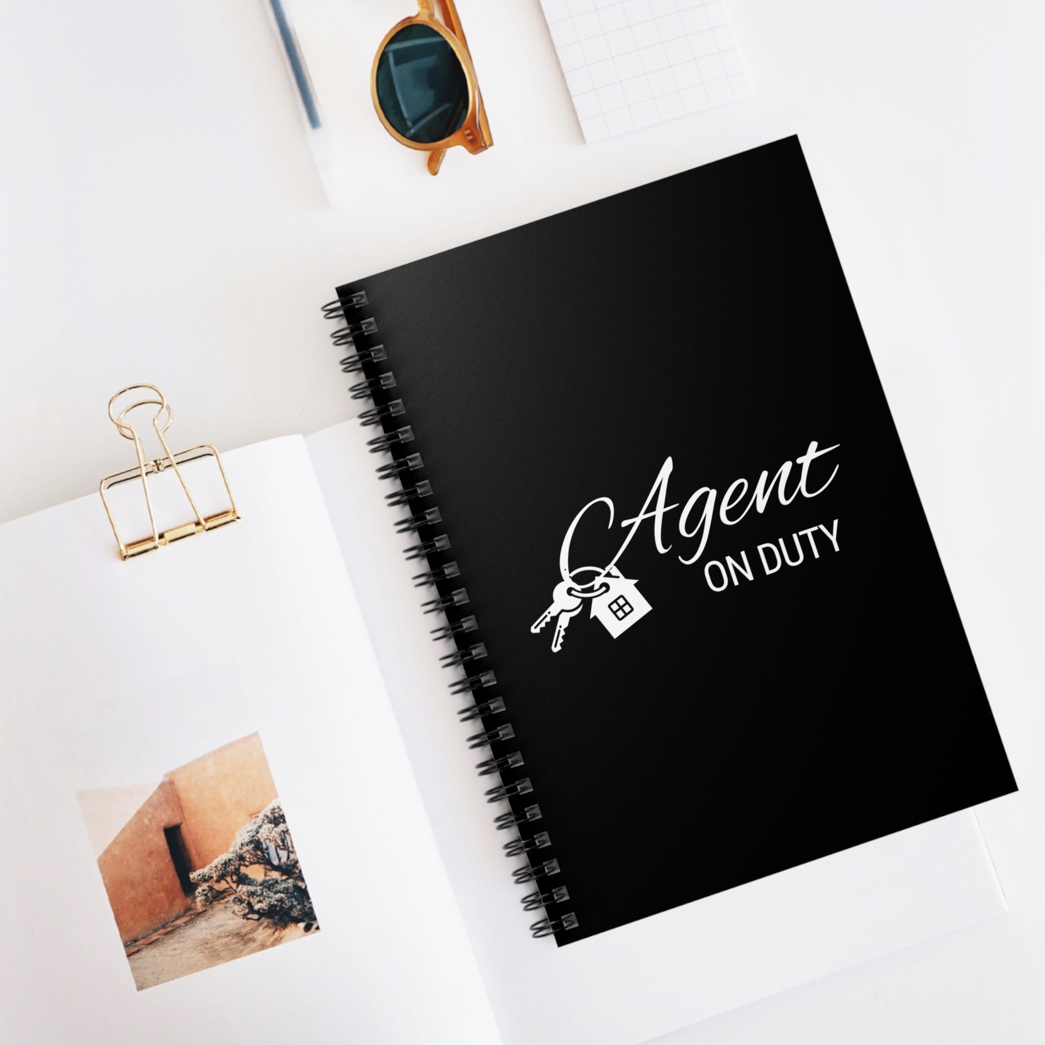 Black "Realtor On Duty" skyline spiral notebook | Ruled notebook